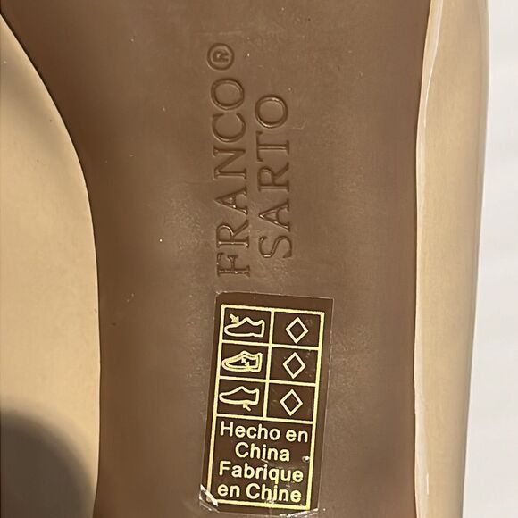 Franco Sarto Nude Patent Peep Toe‎ Platform Slingback Shoes Size 8.5 NWOT - Picture 16 of 16